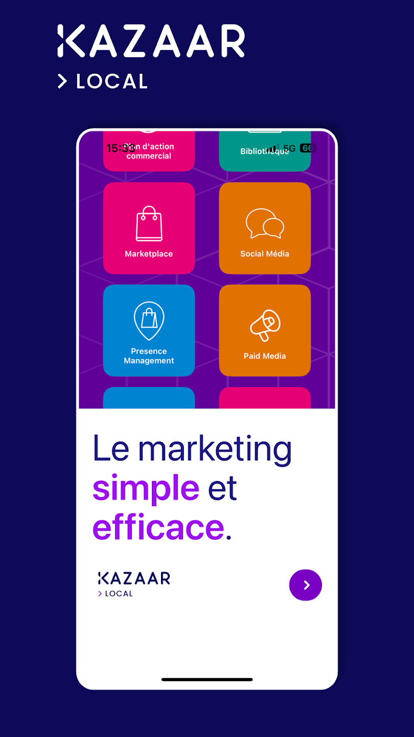 Visuel de Kazaar Local affiché sur un téléphone